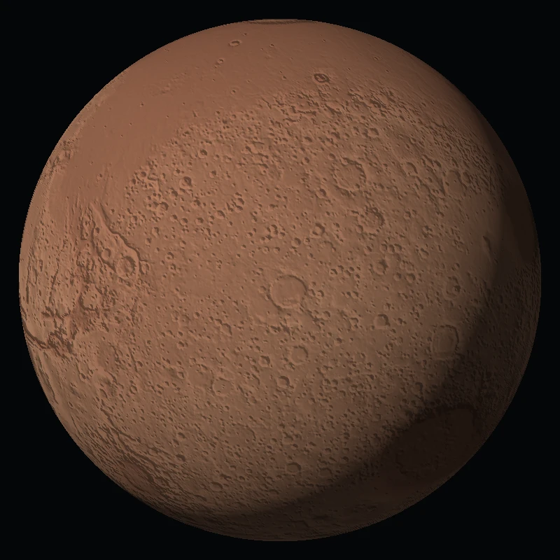 Static Mars preview from real elevation data